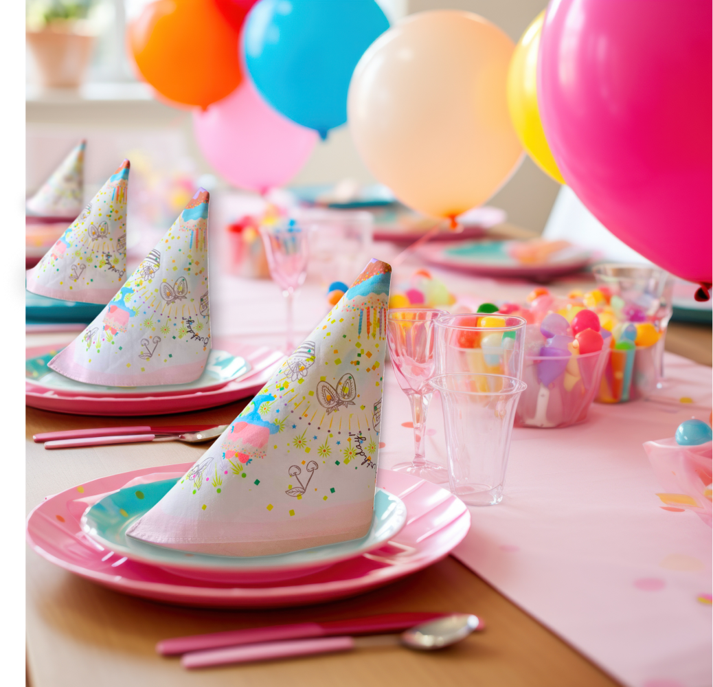 BIRTHDAY Cotton Napkins, Pink, Set of 4