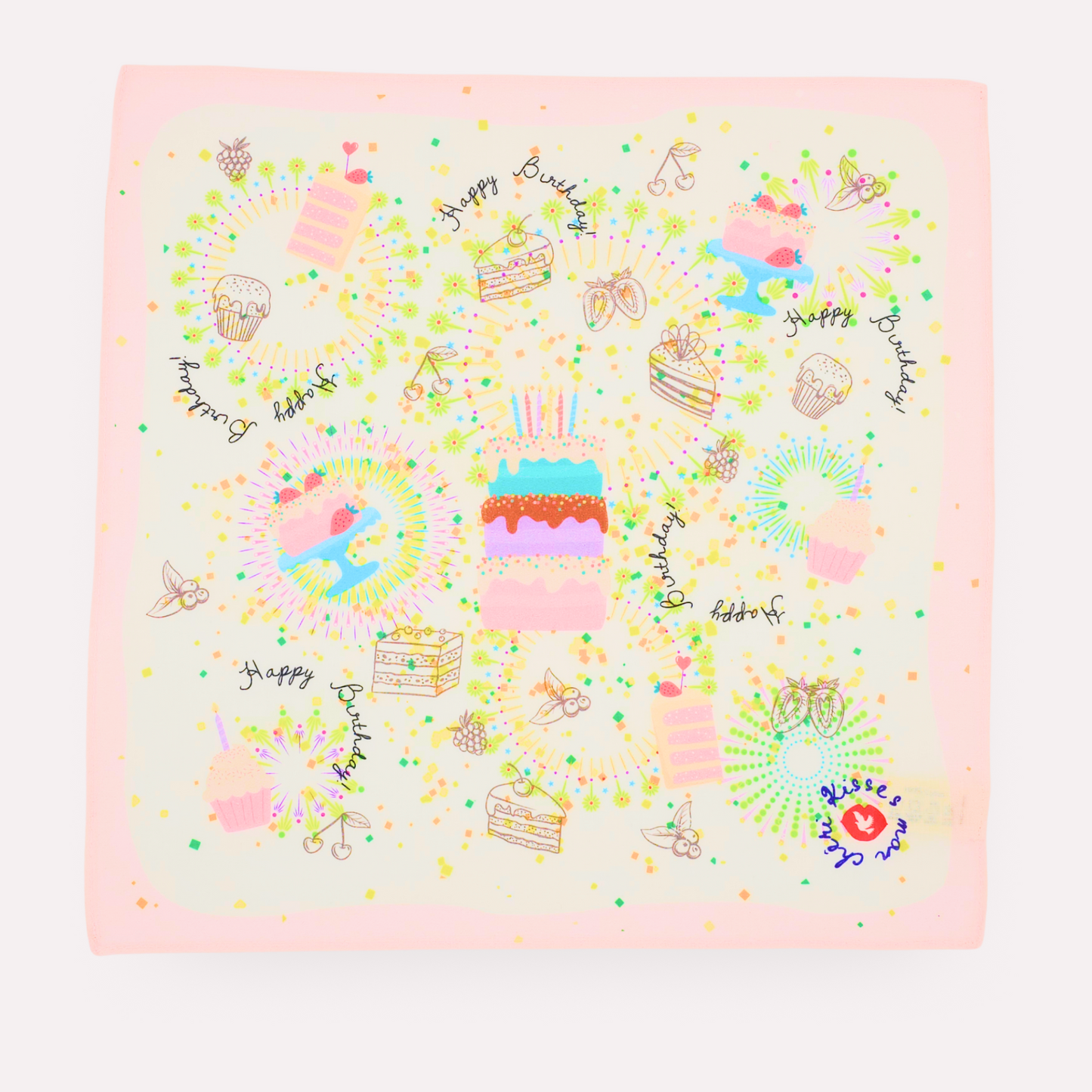 BIRTHDAY Cotton Napkins, Pink, Set of 4