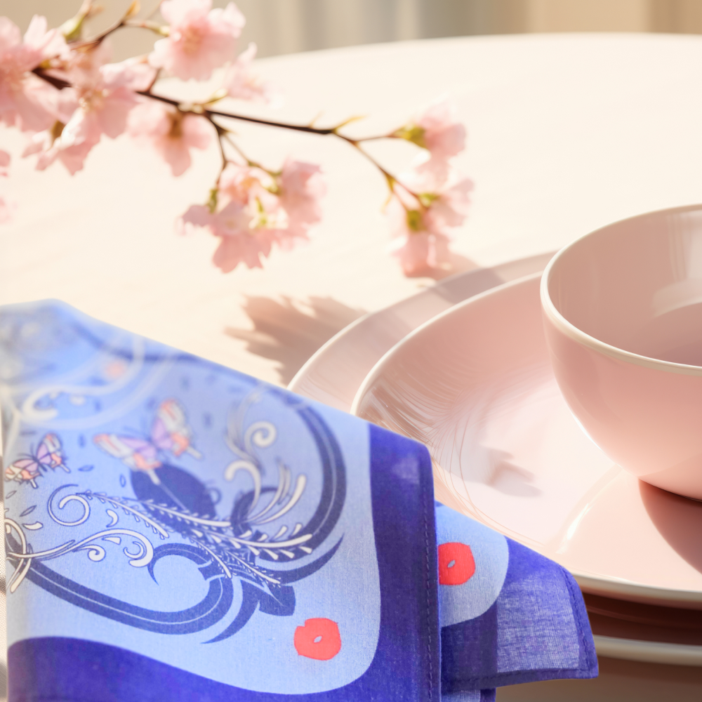 Signature FLEUR DE LIS Cotton Napkins, Set of 4, Blue