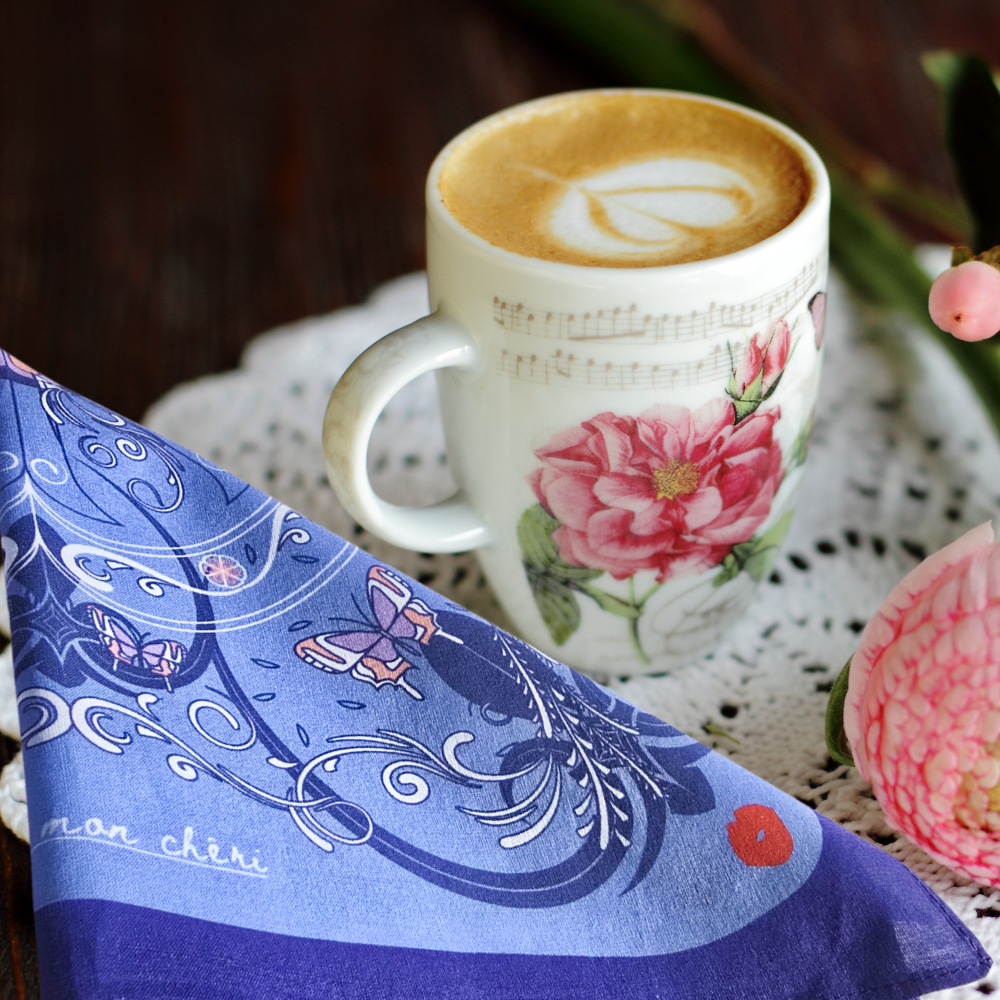 Signature FLEUR DE LIS Cotton Napkins, Set of 4, Blue