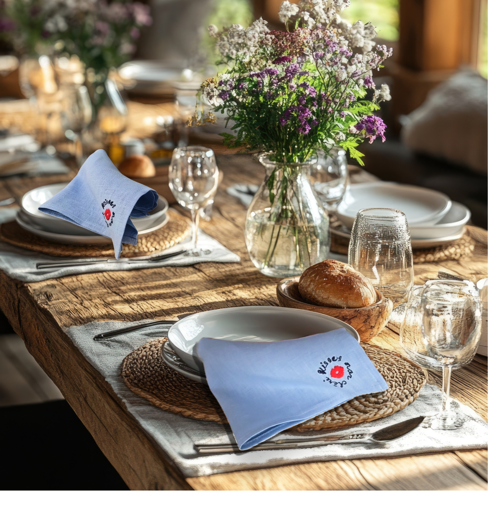 SKY BLUE Linen Napkins, Set of 4