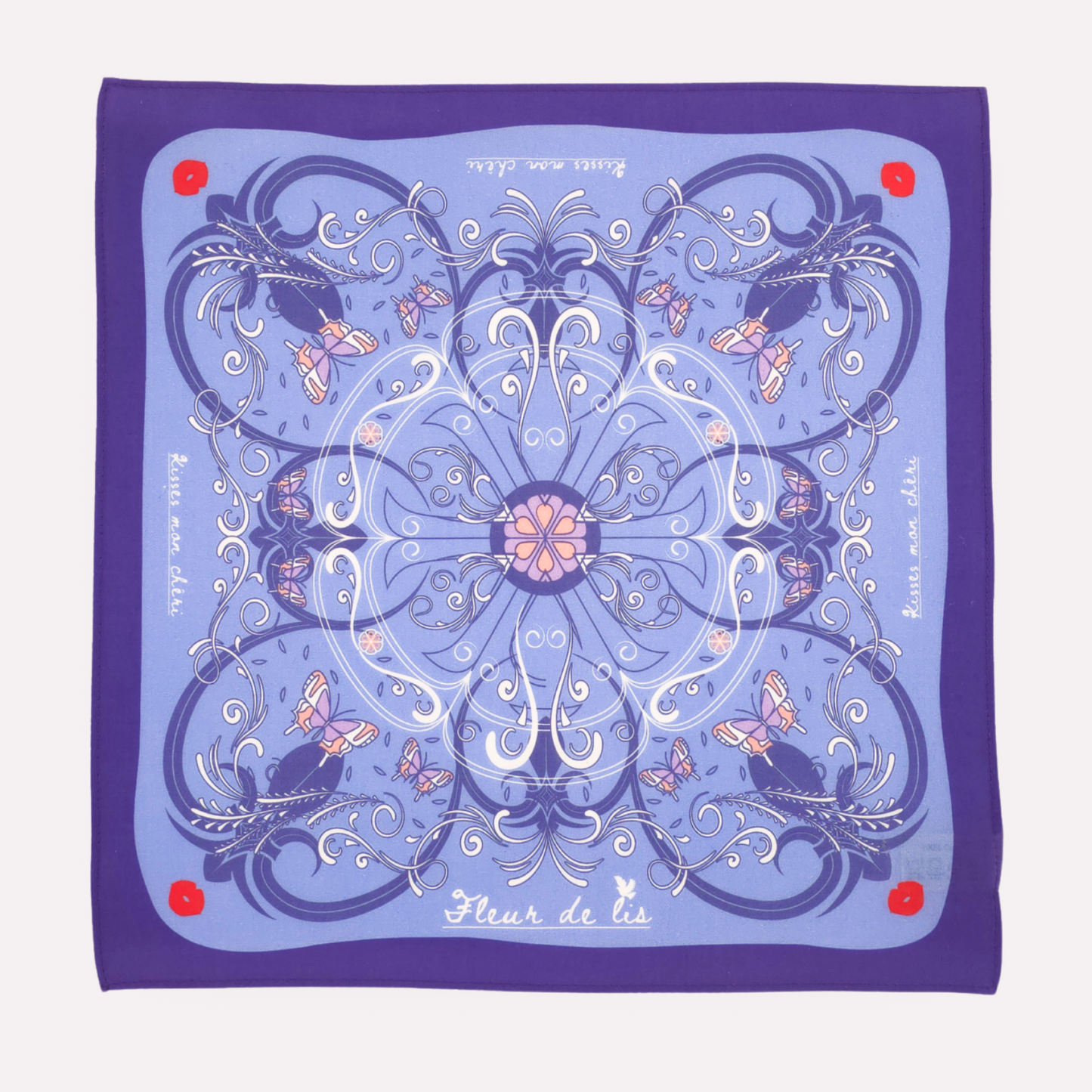 Signature FLEUR DE LIS Cotton Napkins, Set of 4, Blue
