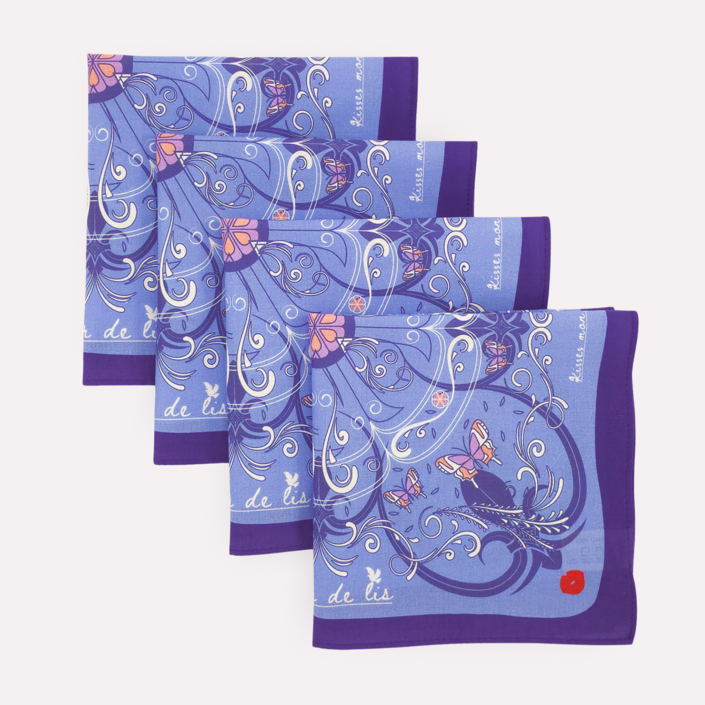 Signature FLEUR DE LIS Cotton Napkins, Set of 4, Blue
