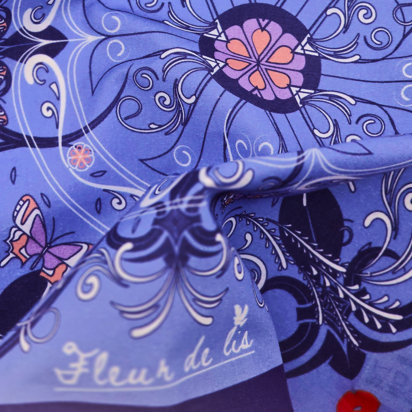 Signature FLEUR DE LIS Cotton Napkins, Set of 4, Blue