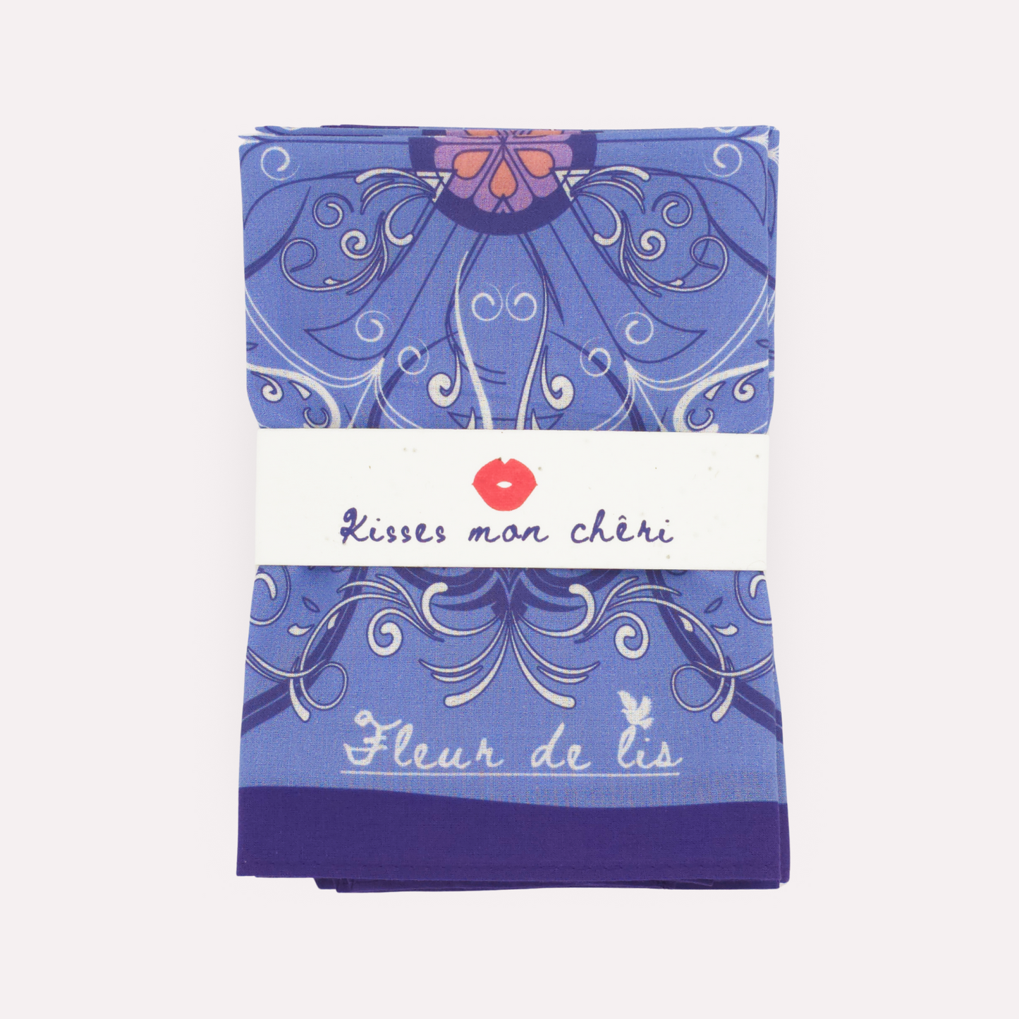 Signature FLEUR DE LIS Cotton Napkins, Set of 4, Blue