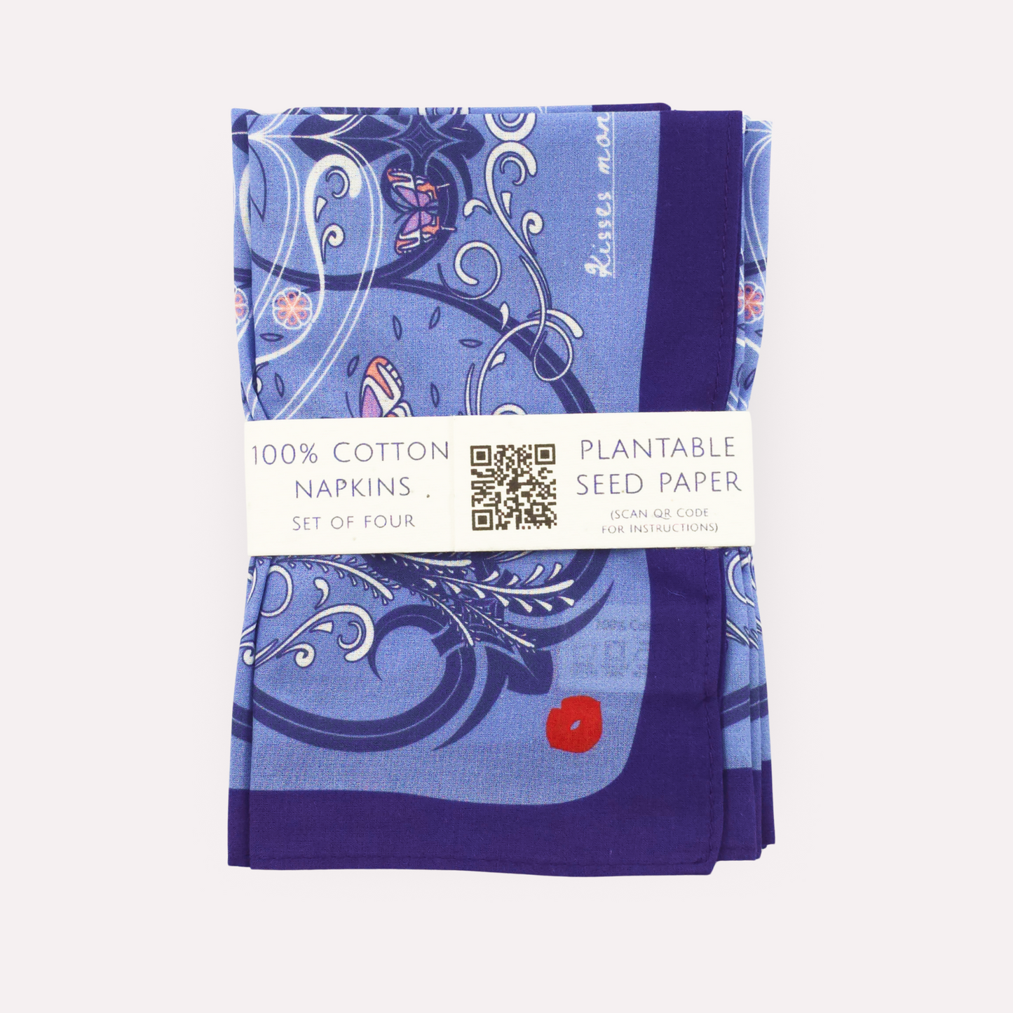 Signature FLEUR DE LIS Cotton Napkins, Set of 4, Blue
