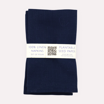 NAVY Linen Napkins, Set of 4