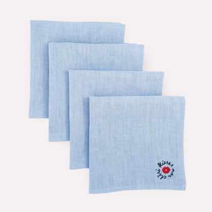 SKY BLUE Linen Napkins, Set of 4