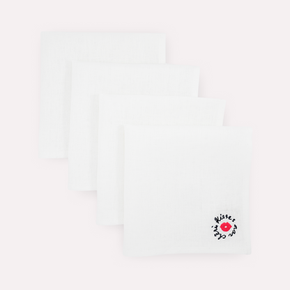 PURE WHITE Linen Napkins, Set of 4