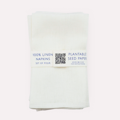 PURE WHITE Linen Napkins, Set of 4
